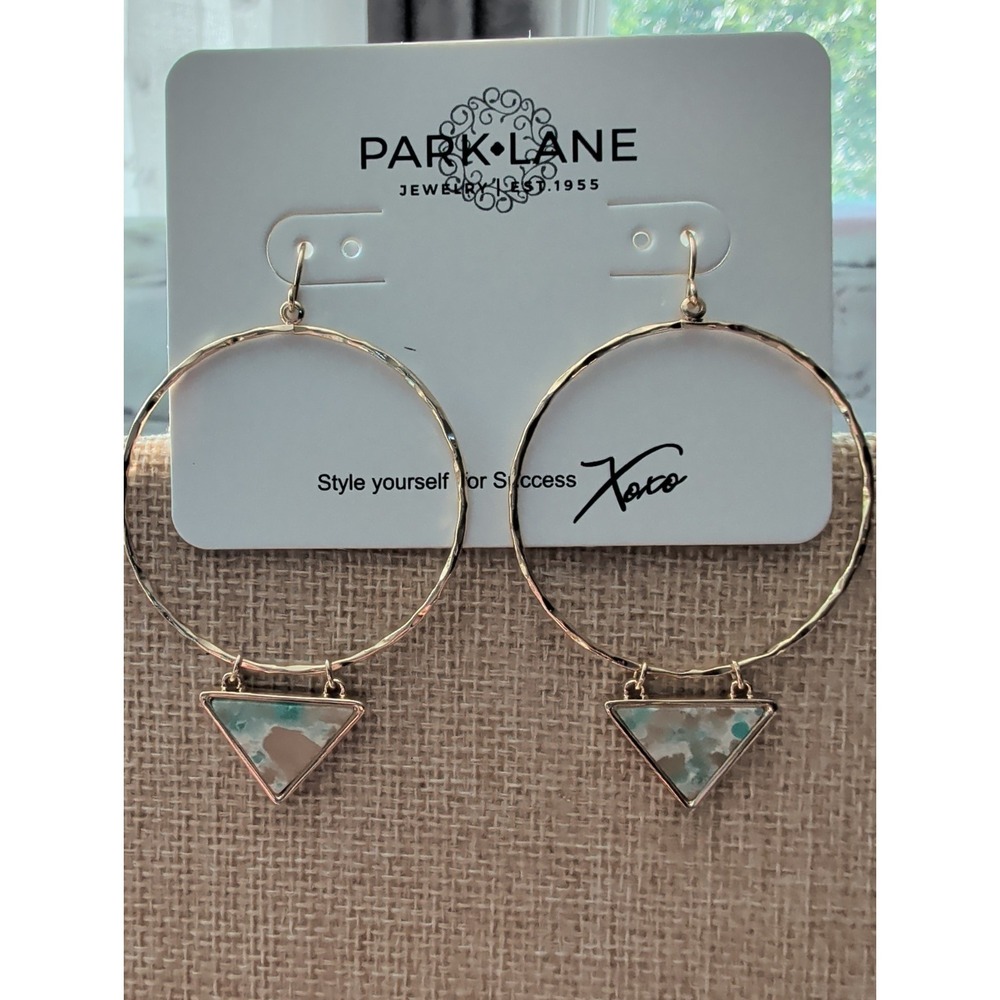 Park Lane Gold Tone Hoop Earrings Geometric Shape Design Neutral Color NWT